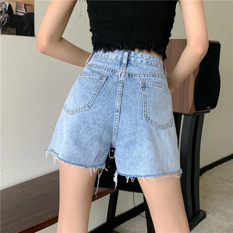 

Hot girl Denim Short hot pants women's summer thin 2021 new Korean high waist thin edge wide leg shorts