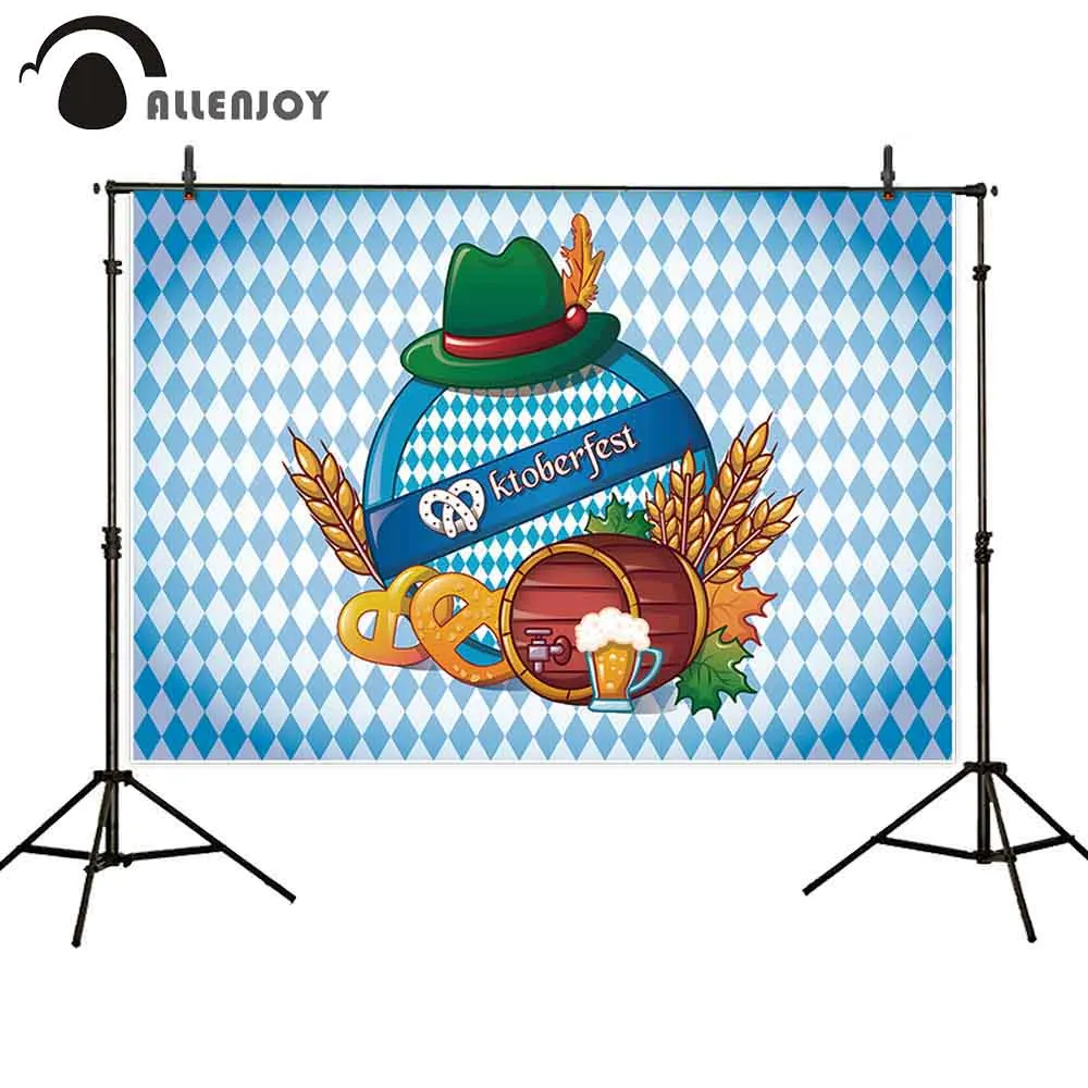 

Allenjoy photophone for oktoberfest photography German beer straw hat cloth plaid wheat ears party backdrop photocall photozone