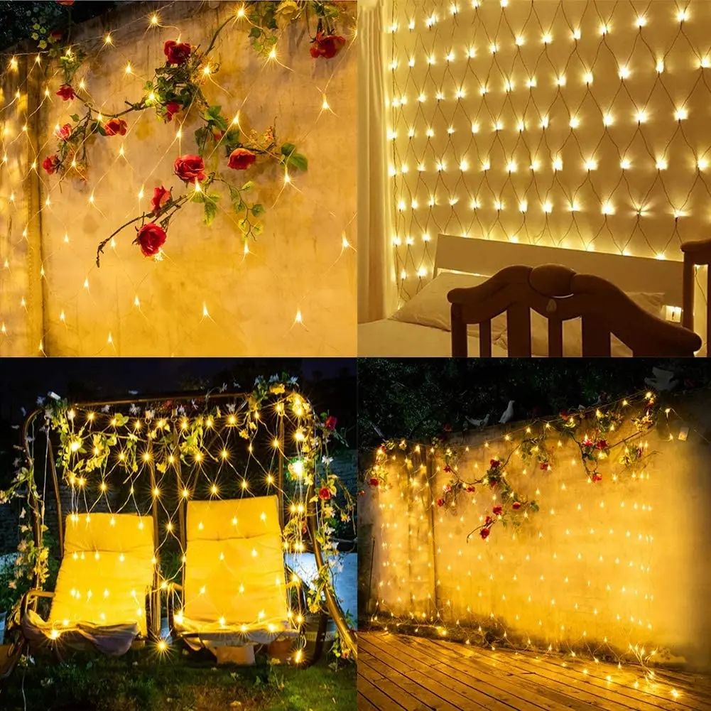 

LED American Flag Net Festival Outdoor Light Waterproof Hanging String Lamp for Home Garden Christmas Party Ramadan Decor