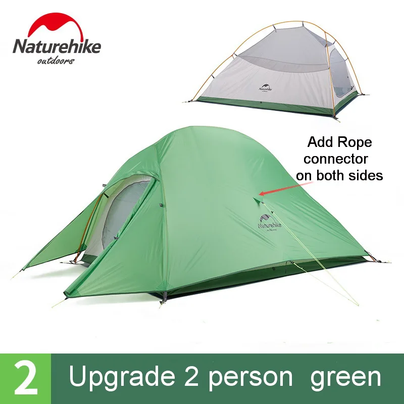 2P 210T green upgra Naturrehike CloudUP2 обновление 2 человек силиконовое покрытие двойной слой водонепроницаемый палатка портативный горный Сверхлегкий палатки PU4000 - Цвет: 2P 210T green upgra