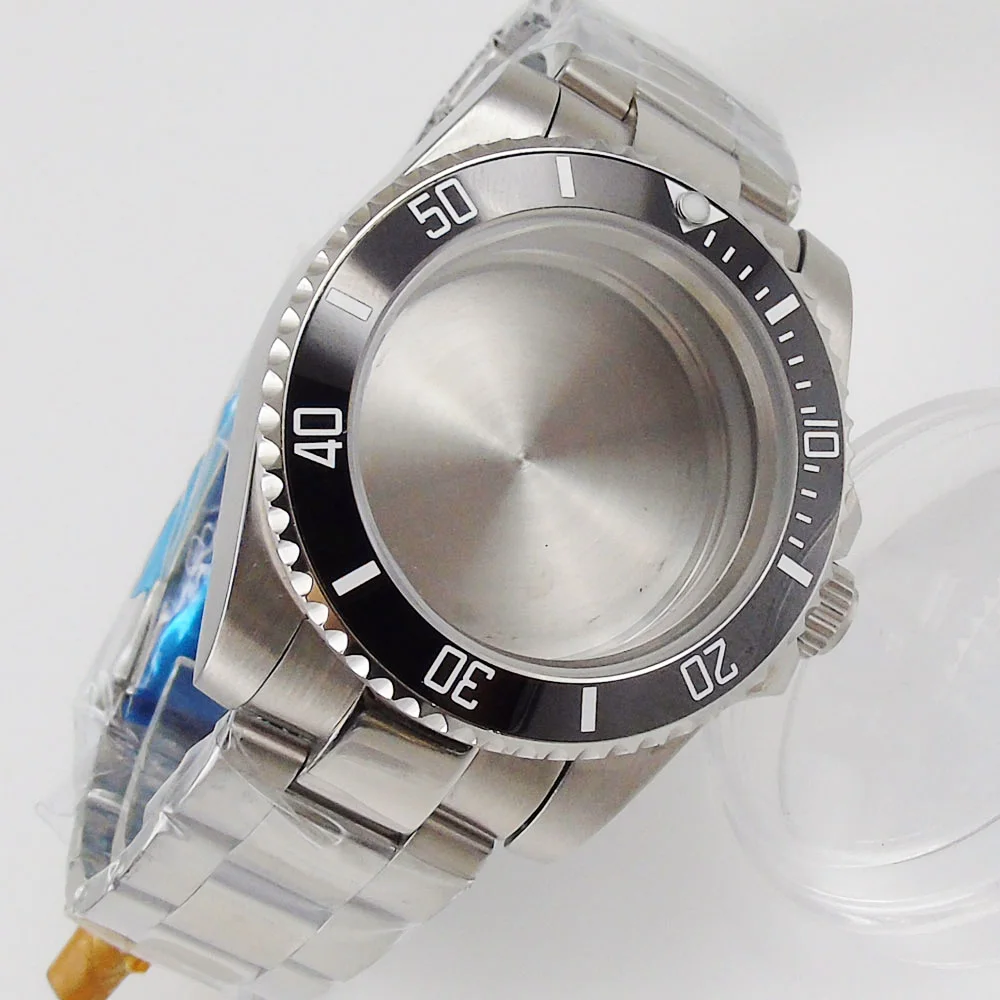 Fit NH35/NH36 High Quality 40mm Watch Case Sapphire Glass  Watch Strap Rotating  Black Ceramic Bezel