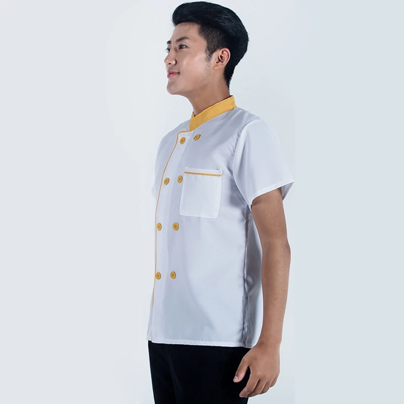 Униформа шеф-повара для мужчин и женщин пиджак с коротким рукавом рубашки кухни