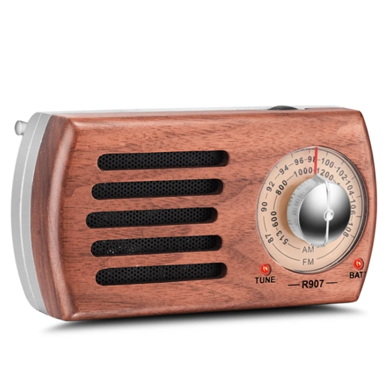 Ретро радио орехового цвета на батарейках с функцией лучшего приема разъем для