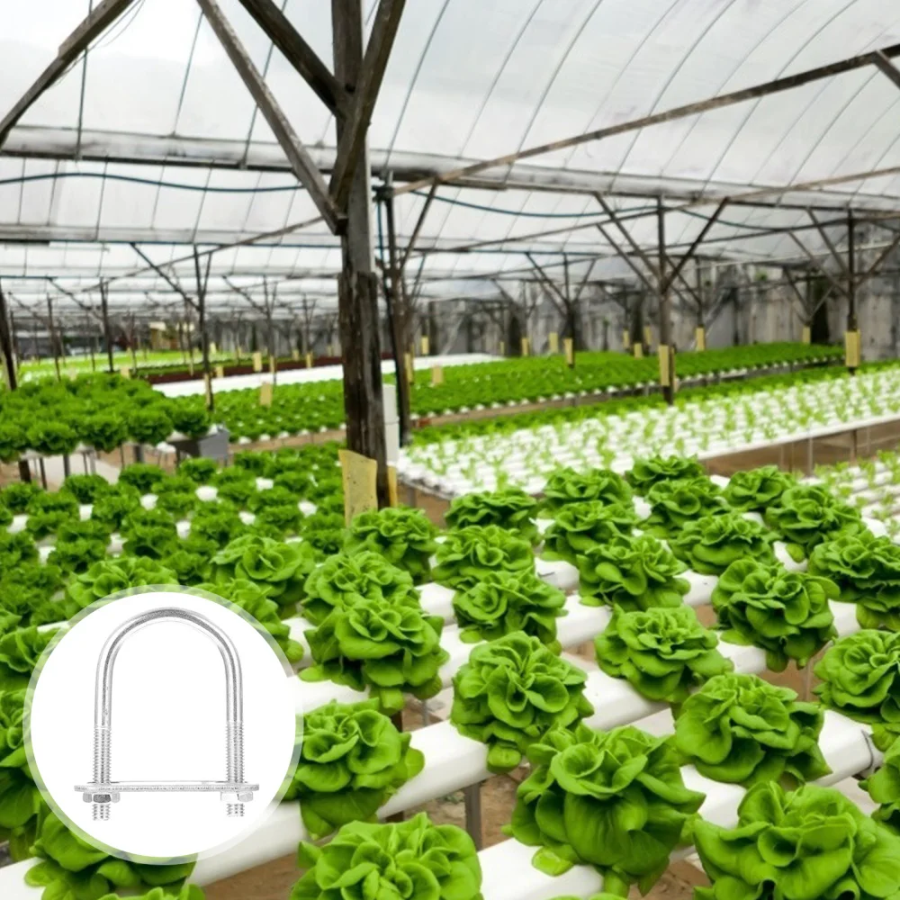 

25pcs U Type Screws U Shaped Tube Clamps Greenhouse Accessories (Silver)