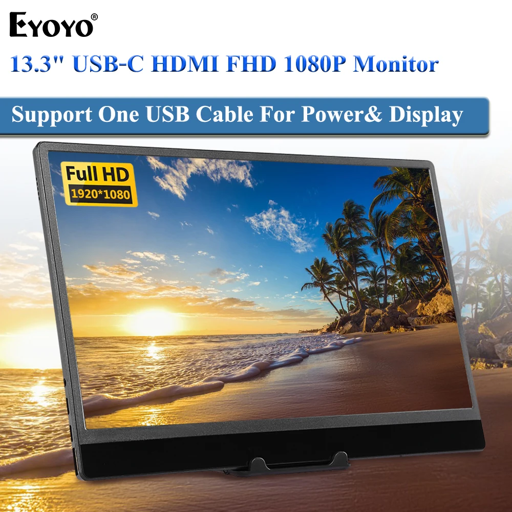 EYOYO EM13R IPS портативный монитор 13 3 &quotHDMI экран ЖК USB Type C FHD 1080P для raspberry pi PC PS4 ноутбука