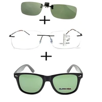 3pcs titanium progressive multifocal reading glasses men women light weight polarized sunglasses sqared sunglasses clip