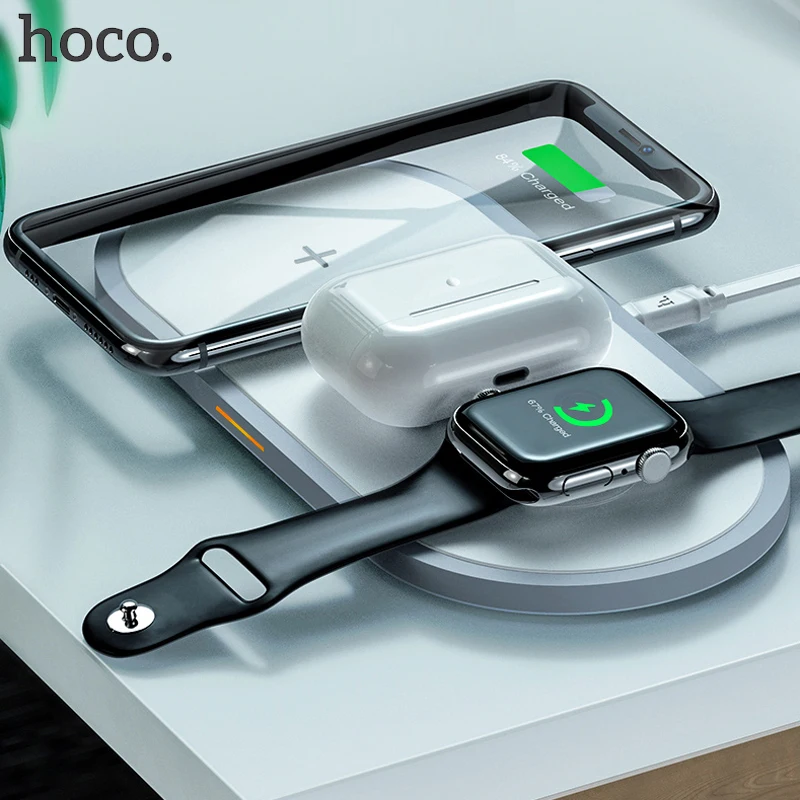 Беспроводное зарядное устройство HOCO 3 в 1 для iphone 12 11 Pro XS Max Xr 8 Apple Watch 5 4 2 Airpods