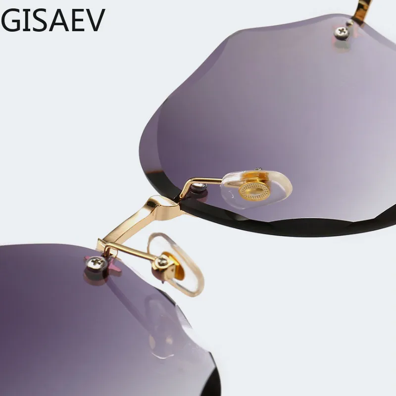 GISAEV Driving Glasses Woman Fashion Rimless Diamond Cutting Lens Ladies Sunglasses Luxury Vintage Classic Shades Ocean | Автомобили и