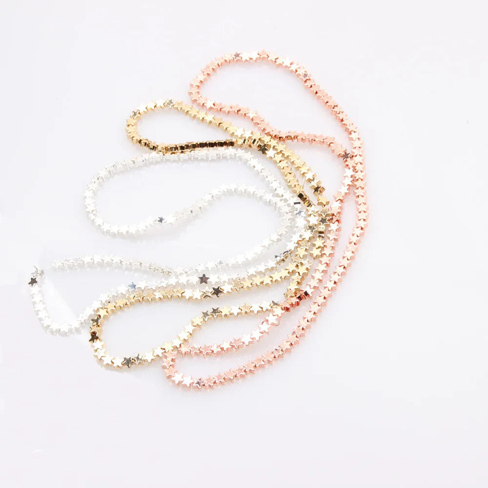 Бусины россыпью с гематита пентаграммой и звездами 4 мм для изготовления