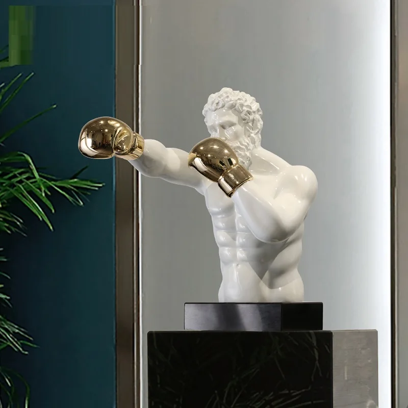 European Style Abstraction Figures Desktop Statue Creative Living Room Passage Muscular Man Fighter Decoration X4384