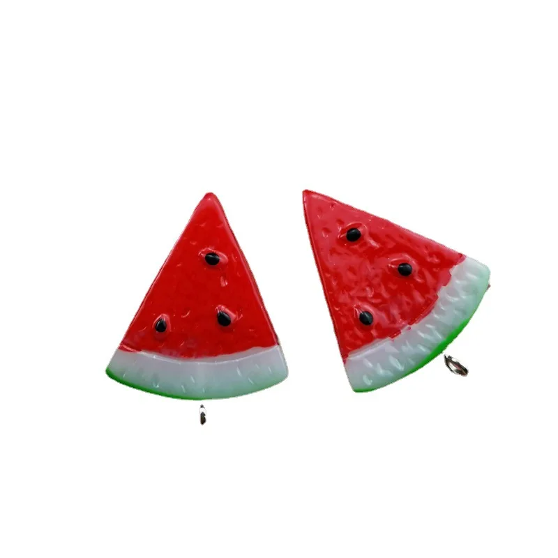 

10 23*32mm WATERMELON CHARM Fruit Slice Jewelry Making Resin Cabochons Accessories Red Watermelon Fake Pendant Foodie Charm JK-8