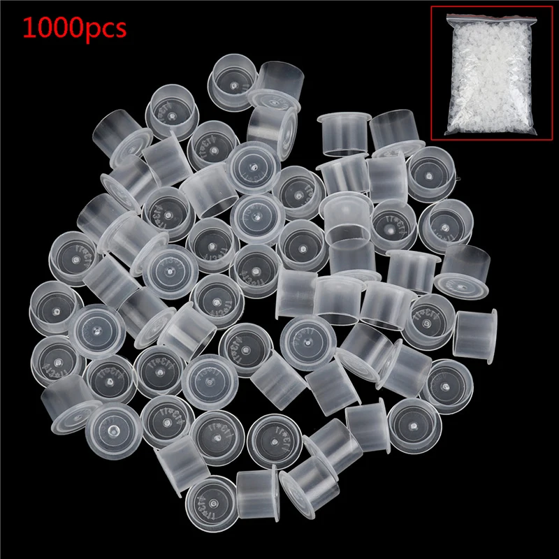 

1000pcs Tattoo Ink Cup Cap 11*13 Plastic Tattoo Container Cap With Bottom For Needle Tip Grip Supply Pigment Clear Holder