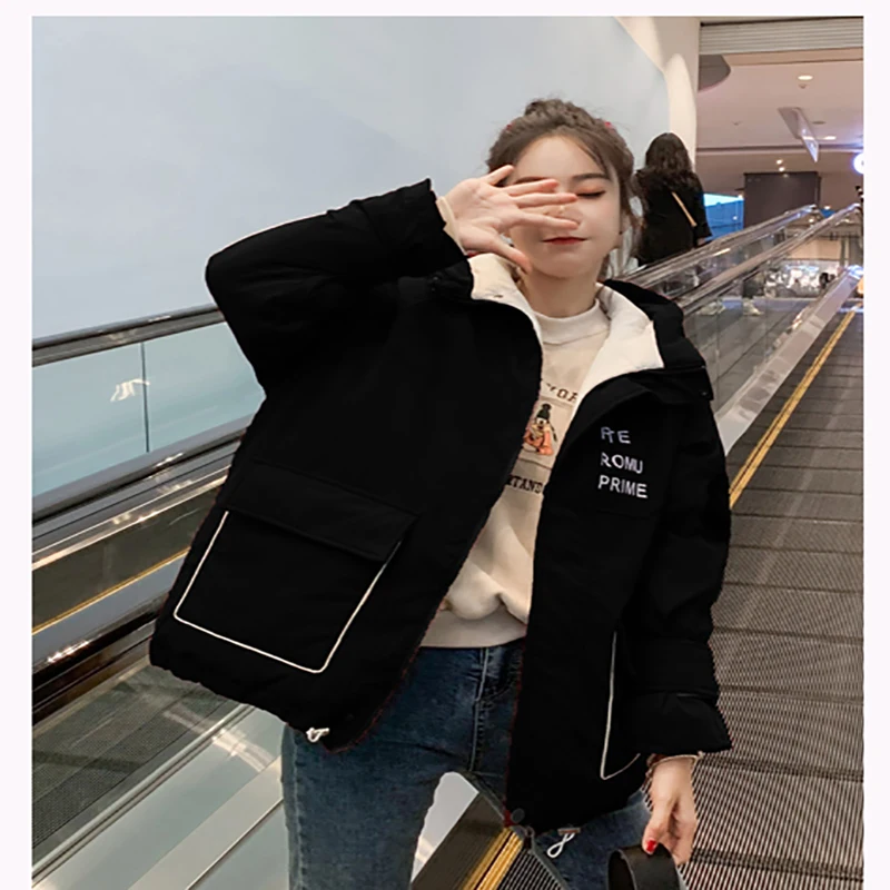 2019 Winter Jacket Coat Women Warm Down Cotton Padded Short Parkas Bread Style new Autumn Fashion Bomber solid hooded Coats Thic | Женская