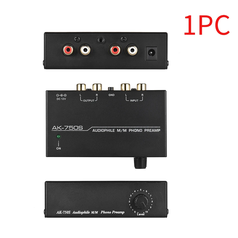

Preamplifier Electronic With Level Controls Low Noise Stereo Metal Black Volume Adjustable Phono Preamp Input Output Turntable