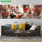 Алмазная живопись большого размера уличный пейзаж Парижа, сделай сам, 5d, квадратная, круглая, алмазная вышивка, велосипед, красные цветы зонтика, YY5072