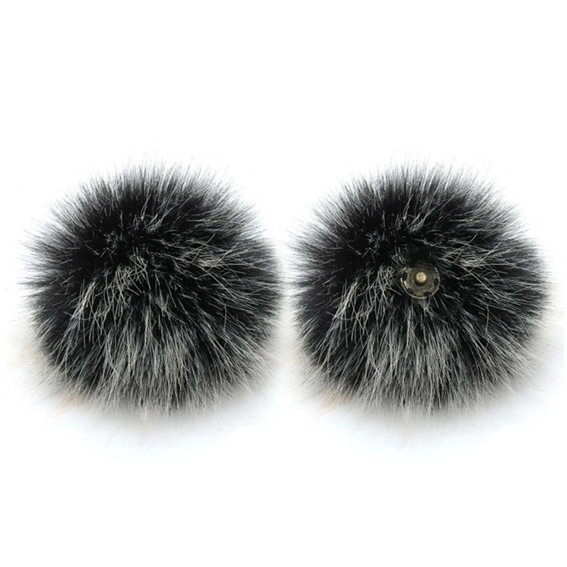 2pcs Fluffy Faux Fur 12cm Pom Pom Ball with Press Button for Baby Girl Pompoms Beanie Hat Accessories Press Stud Ball Garment Tags