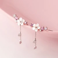 fashion creative cherry blossoms flower design stud earrings for women romantic elegant flower earrings party engagement jewelry