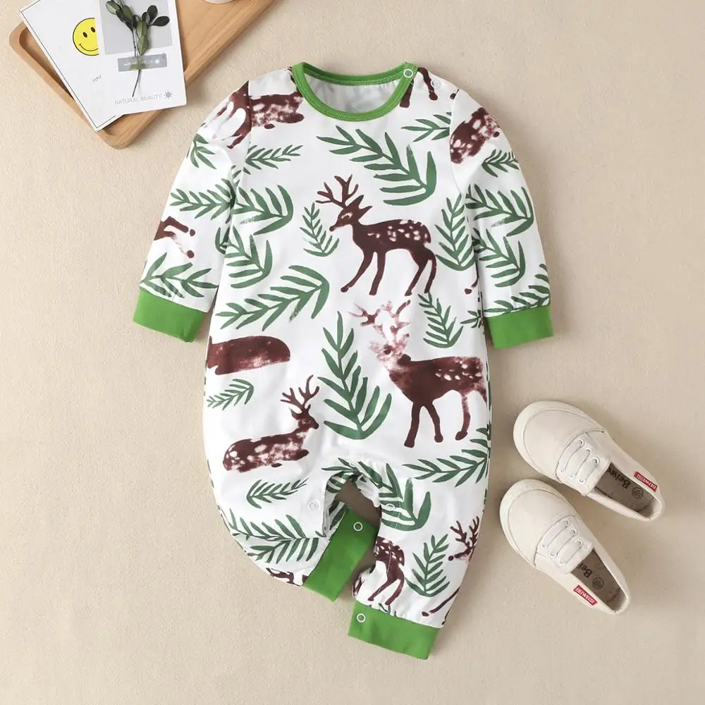 

ZWF671 New Newborn Baby Clothes Boys Girls Romper Floral Car Printed Long Sleeve Cotton Romper Kids Jumpsuit Playsuit Outfits