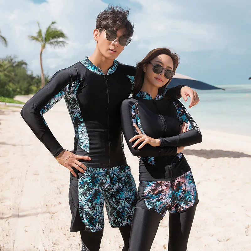 2020 Women Rashguard Long Sleeve Couple Swimsuit Uv Proof Quick Dry Outdoor Surfing Diving Suit Split Jellyfish Suit Beach Wear