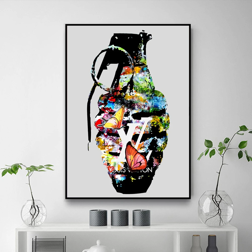 

Graffiti Art Hand Grenade Canvas Painting Poster and Print Pop Art Wall Art Picture for Living Room Home Decor Cuadros (No Frame