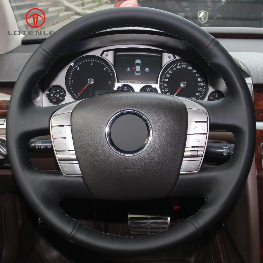 LQTENLEO черная искусственная кожа ручная строчка для Volkswagen VW Phaeton 2011 2015|car steering wheel