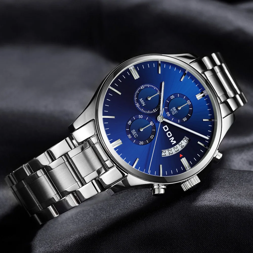 DOM новая стильная мужская спортивная рубашка с короткими рукавами часы