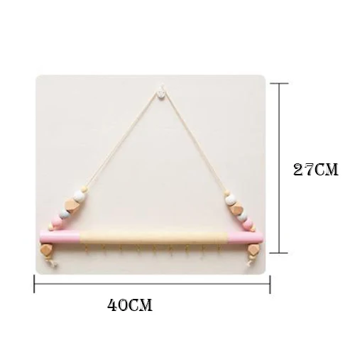 1PC Wall Shelf With Hooks Wooden Beads Swing Shelves Children Nursery Kids Room Hanging Decoration Storage Rack Organizer - купить по
