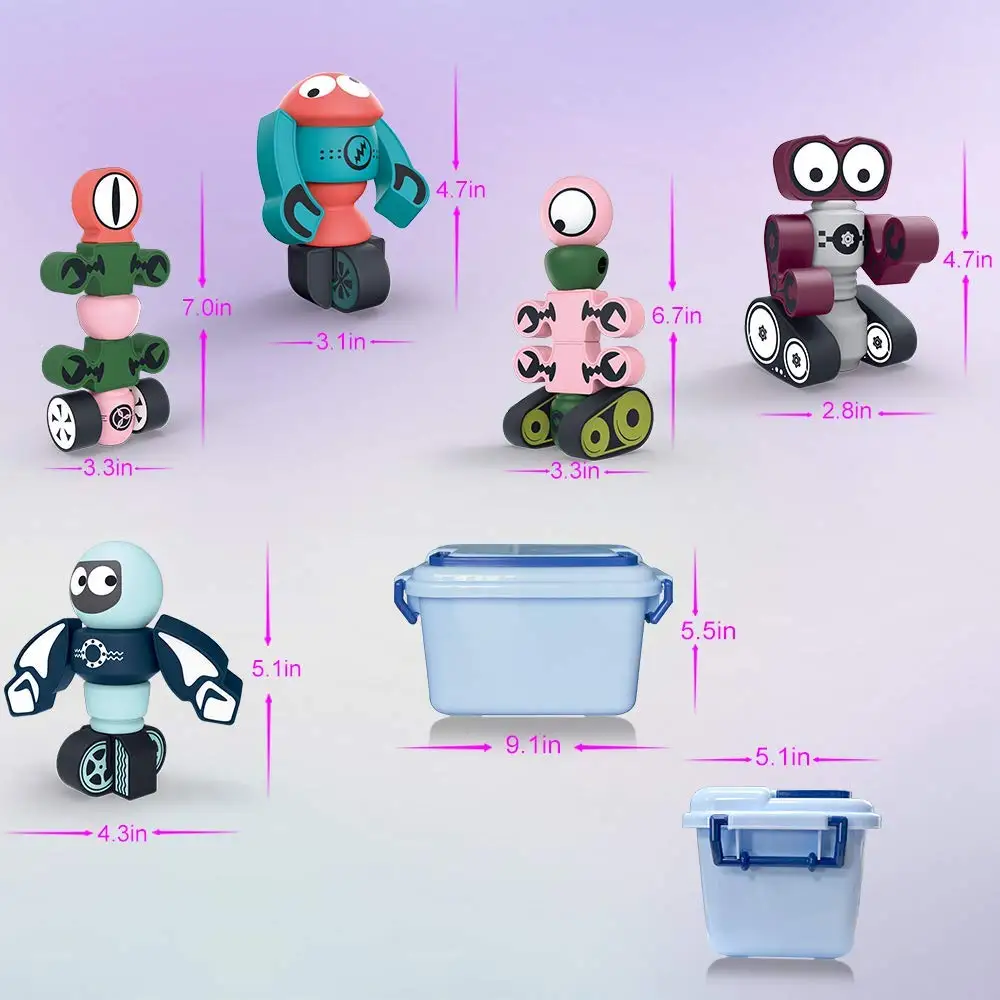 

Magnetic Robots for Kids,Magnetic Blocks Set 35PCS with Box, Stacking Robots Building kit Toy STEM Educational Playset for Kids