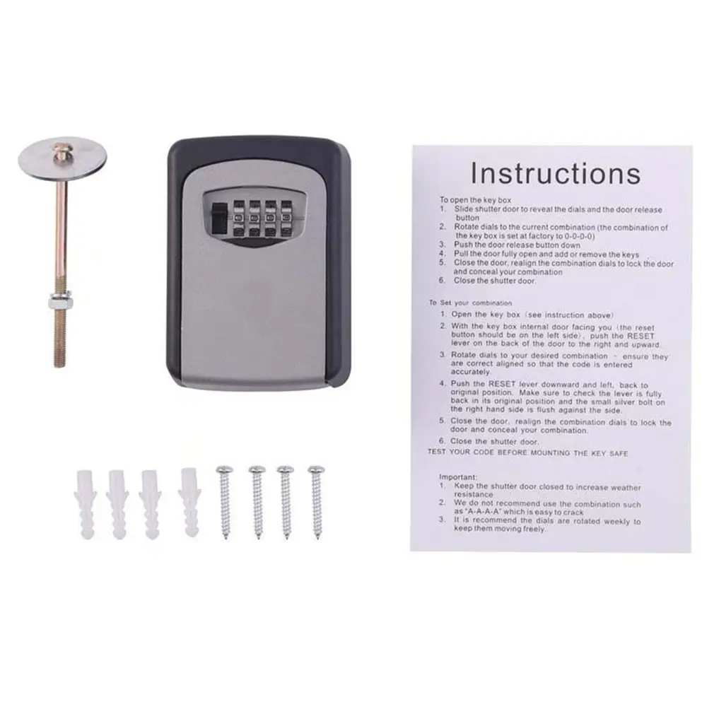 Key Safe Box 4 Digit Combination Password Keys Storage Organizer Case Wall Mounted Home Security Lock Tool Metal | Безопасность и