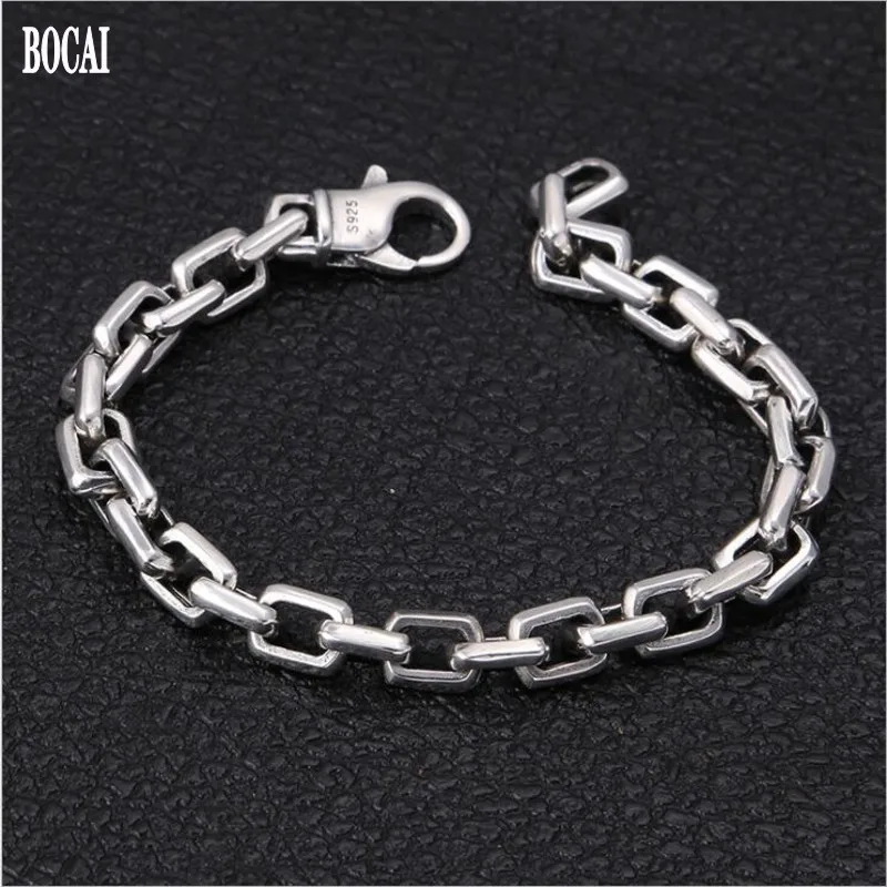 Новинка 100% натуральный однотонный мужской Браслет из чистого серебра S925