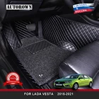 AUTOROWN 3д коврики из экокожи в машину LADA VAZ VESTA 2015-2021 Коврики для багашники ЛАДА ВЕСТА Интерьера в салон автомобиля Аксессуары 3D искуственные коврики для ЛАДА ВАЗ ВЕСТА  кожаный  напольный коврик с бортами