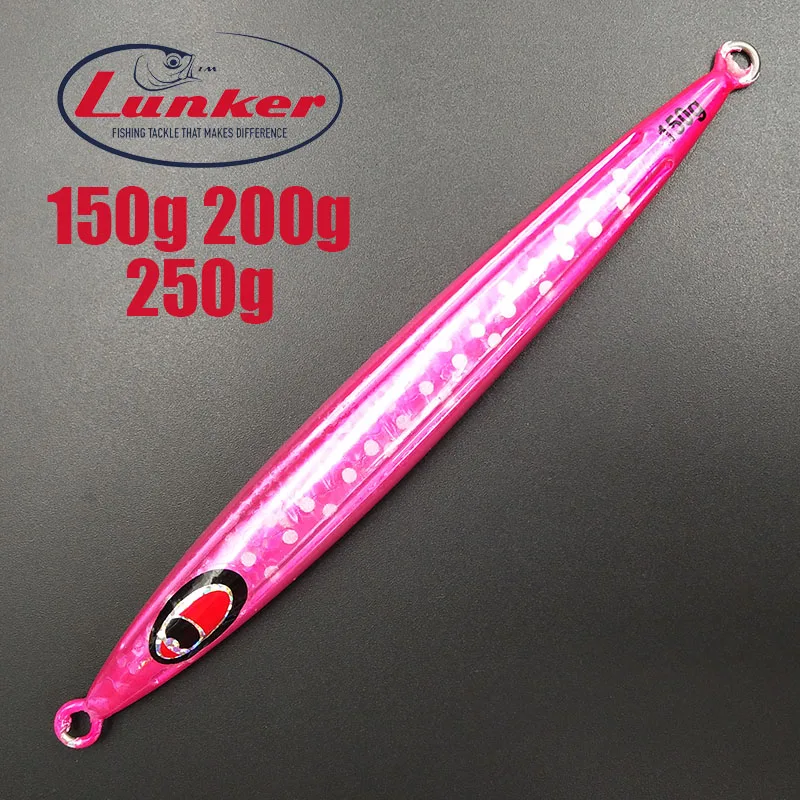 Вертикальный металлический джиг Lunker, 150 г, 200 г, 250 г, высокая скорость, быстрая палочка с галькой, светящаяся палочка, соленая вода, море, светящаяся точка