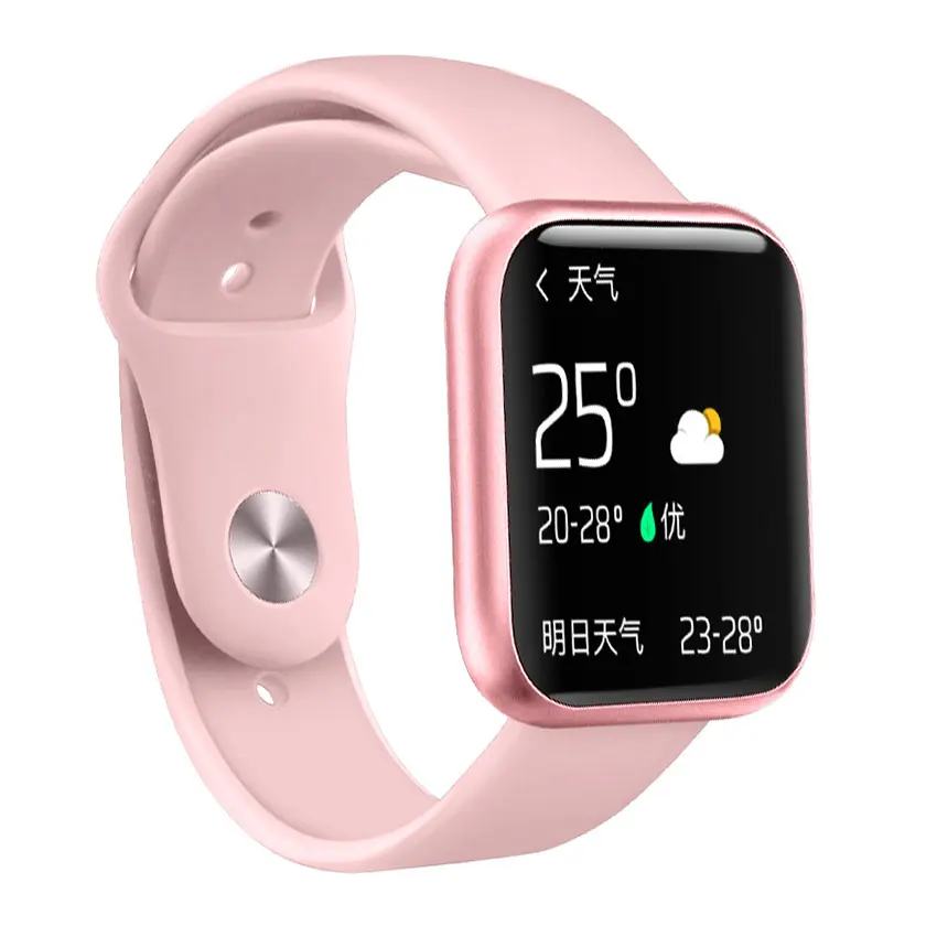 pink silicone strap Смарт-часы P80 группа IP68 Водонепроницаемый Полный сенсорный экран динамический пульсометр Монитор артериального давления спортивные часы для здоровья - Цвет: pink silicone strap
