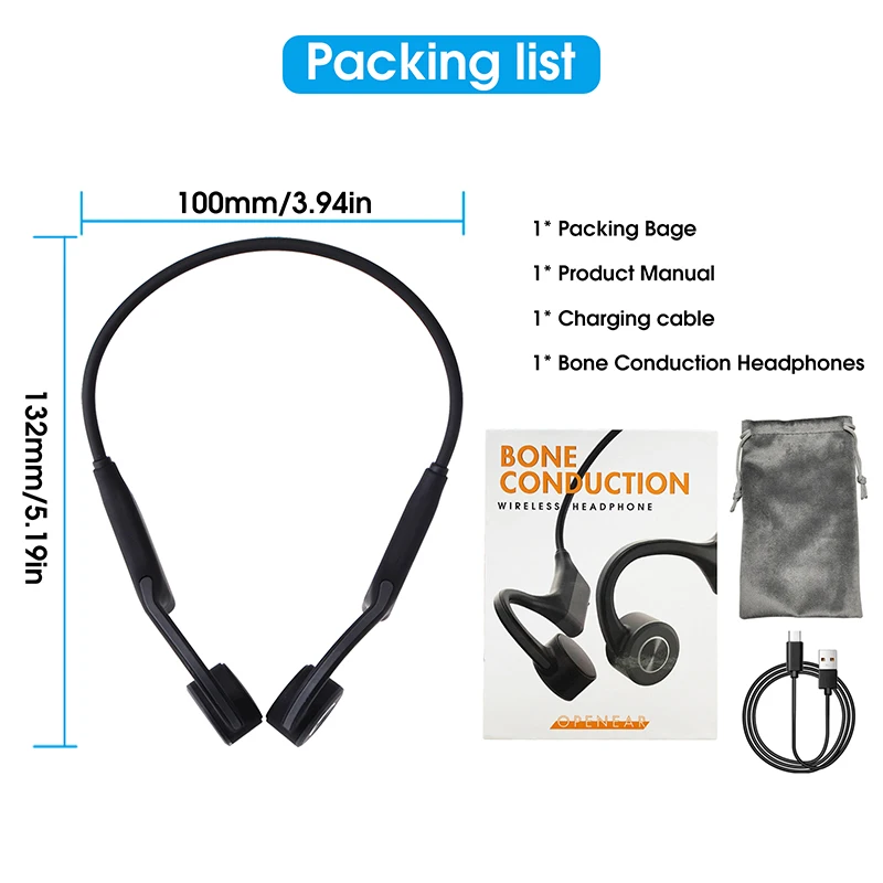 

2021 New Bone Conduction Headphones Bluetooth 5.0 Wireless Earphones Stereo With Mic Waterproof Sport Headset For Apple Xiaomi