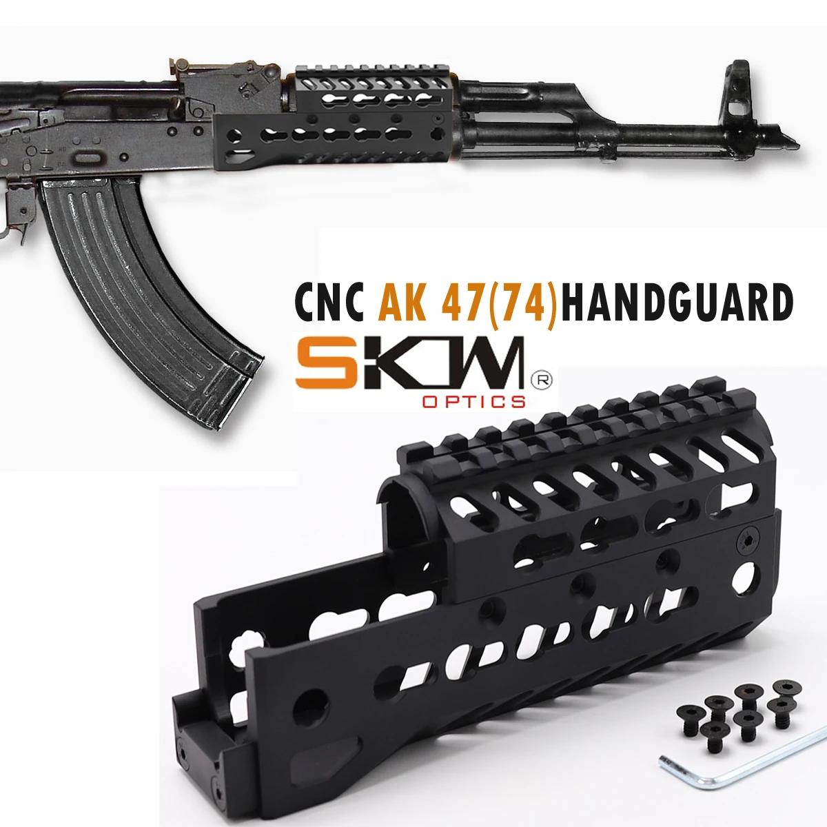 Бесплатная доставка SKWGEAR skwoptics AK47(74)AK rail тактика CNC HandGuard алюминиевый сплав KEYMOD для