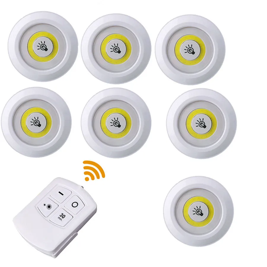 1 Remote 7 Lamp Thrisdar 3 Вт COB диммируемая светодиодная подсветка под шкаф с дистанционным сенсорным краном светодиодный Шайба шкаф светильник s кухонный шкаф лестничный ночник - Цвет: 1 Remote 7 Lamp