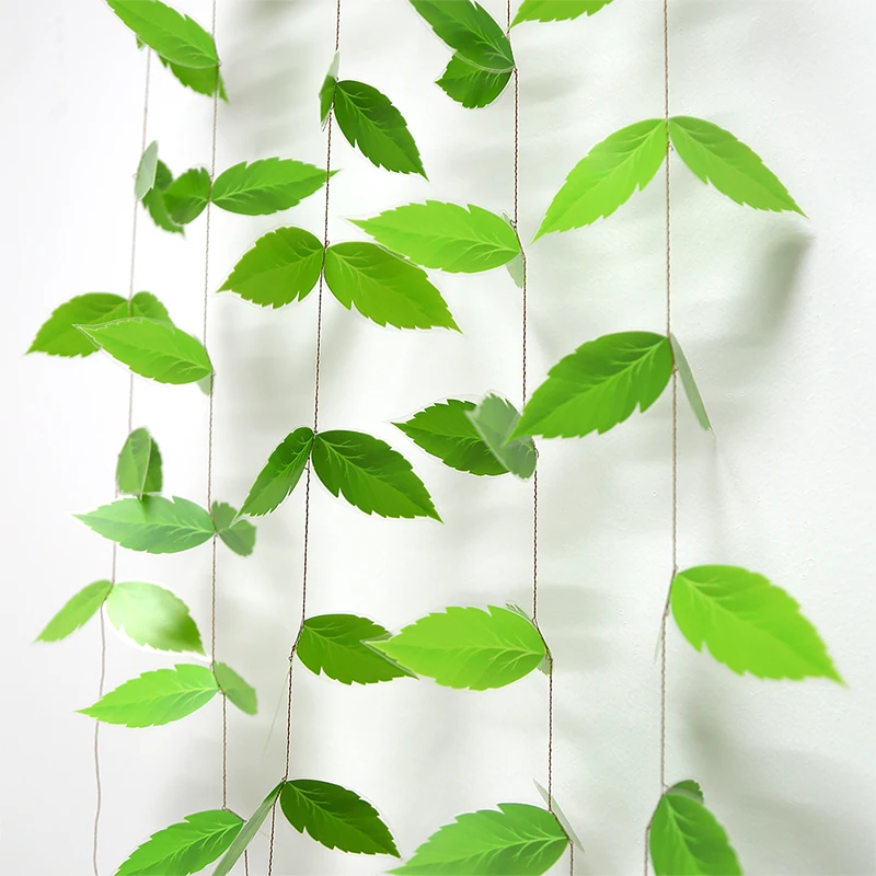 

4M Green Leaves Hanging Banners PVC Leaf Shaped Bunting Garland Streamers for Summer Wedding Party Backdrop Decoration Supplies
