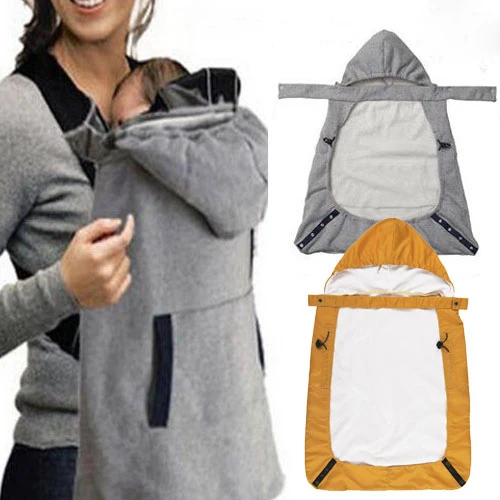 New Warm Wrap Sling Baby Sling Windproof Baby Backpack Blanket Sling Cloak Yellow-gray Functional Winter Warmth Hot Sale