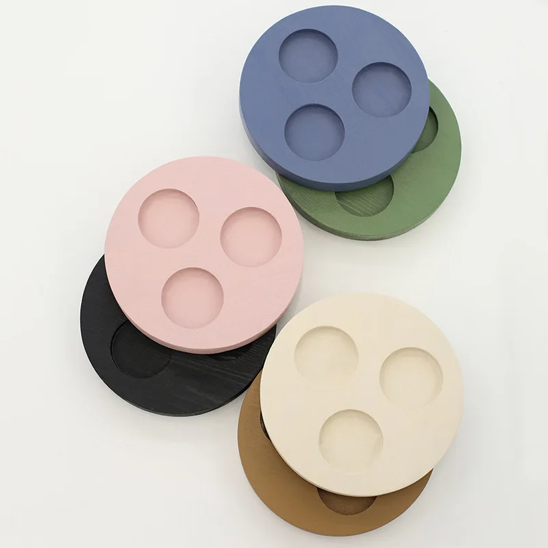 Деревянный поднос подсвечник креативный художественный стол ретро круглый