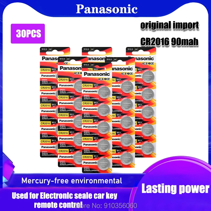 30 шт. 3 в CR2016 PANASONIC литиевая батарея LM2016 BR2016 DL KCR2016 кнопочная монетная для основной