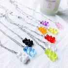 Женское ожерелье с подвеской в виде милого красочного медведя, Корейская темпераментная цепочка до ключиц, простое ожерелье карамельных цветов, 2021