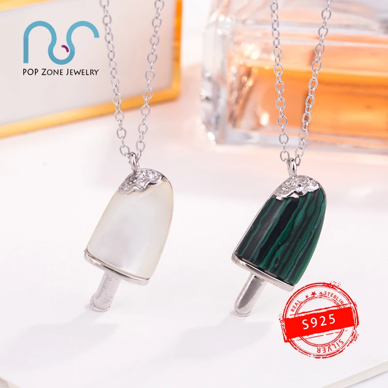 

S925 Sterling Silver Brand Luxury Gelati Necklace Ice Cream Green White Pendant Necklace Original Jewelry With Logo Women's Gift