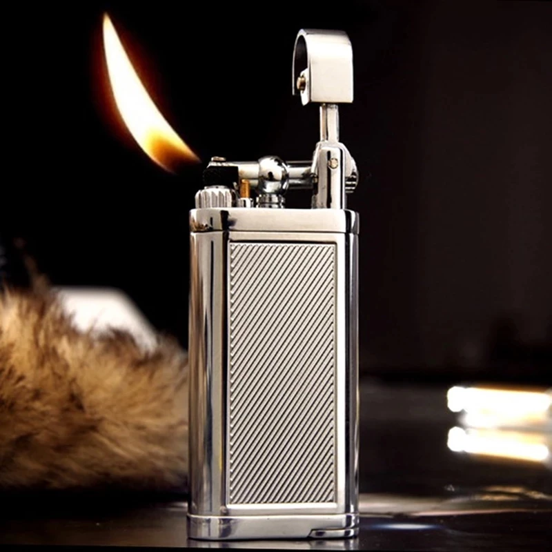 

Genuine Oblique SPUNK Cigarette Cigar Pipe Metal Lighter with Tobacco Pipe Tamper Personality Retro Rocker Arm Gas Lighter Gift