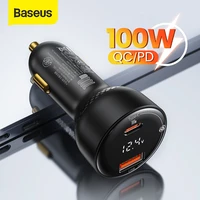 baseus 100w car charge fast charge type c pd3 0 qc3 0 pps quick charger dual usb phone charger for iphone huawei xiaomi samsung