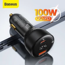 Baseus 100W Car Charge Fast Charge Type C PD3.0 QC3.0 PPS Quick Charger Dual USB Phone Charger For IPhone Huawei Xiaomi Samsung