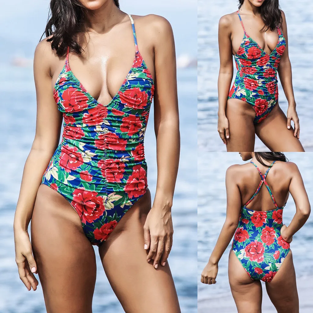 Модный сексуальный женский купальник-бикини с глубоким v-образным вырезом и