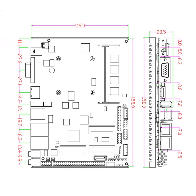 Поддержка LVDS / HDMI все в одном безвентиляторный материнская плата Quad core J1900