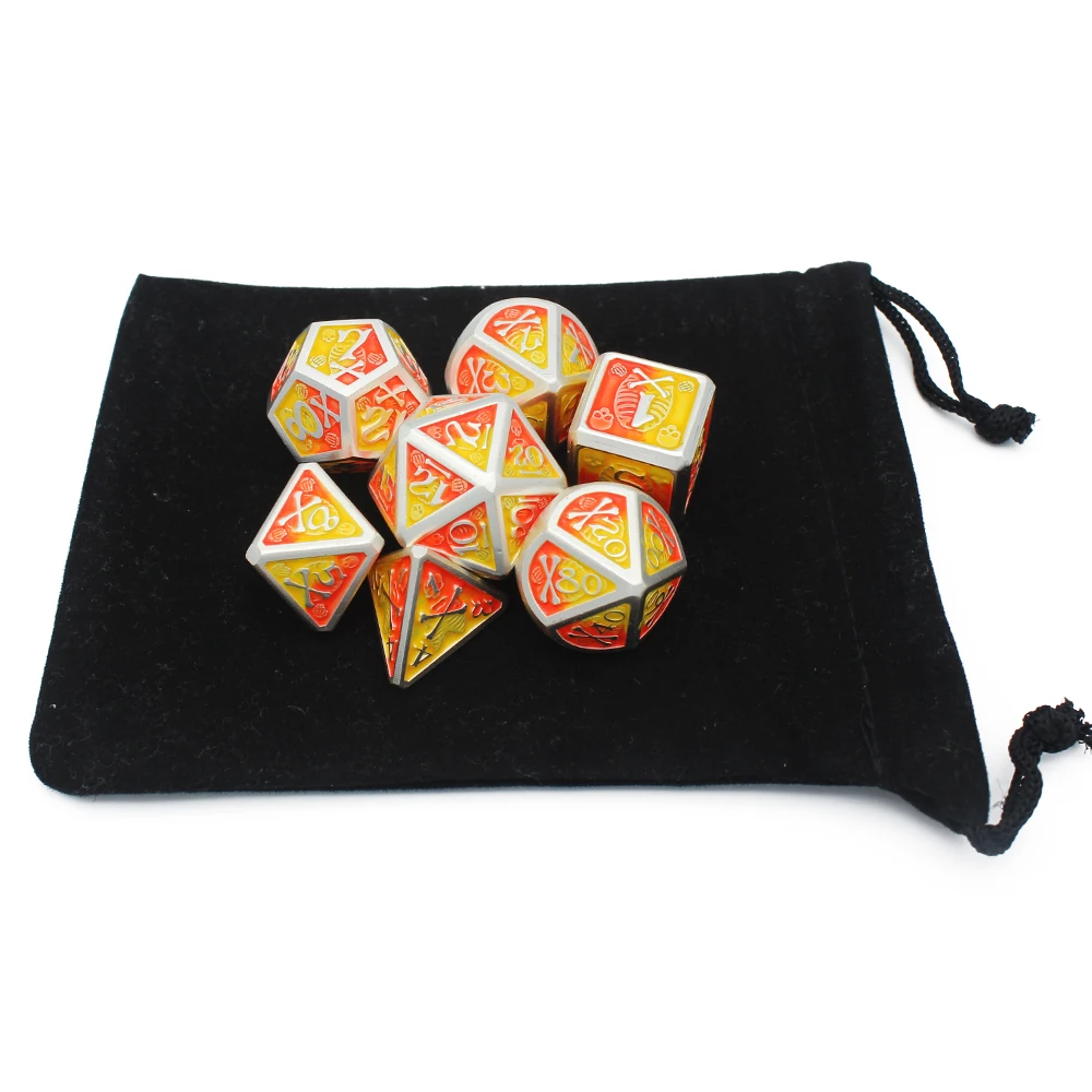 2020 новый стиль металлические игральные кости набор D & Бархатный Чехол D20 D12 D10 % D8 D6
