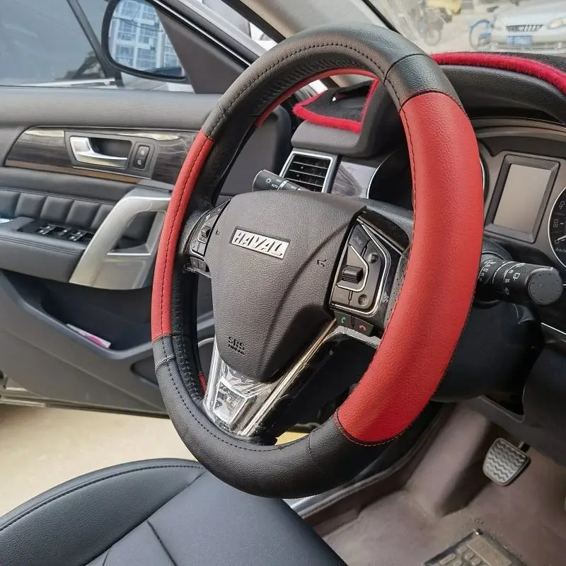 

car accessory universal 15 inch leather steering wheel cover