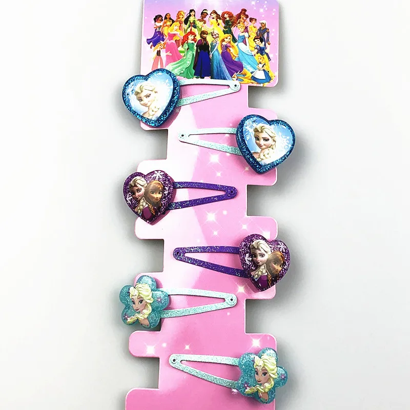 6 шт./лот заколка для волос с изображением Минни из смолы в форме сердца Эльза